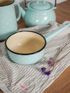 Smaltovaná pánev na omáčky s puntíky modrá 1 500 ml 