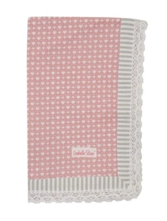 Růžový bavlněný běhoun se srdíčky LOVE 45 × 150 cm