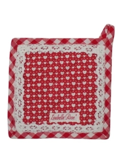 Bavlněná podložka pod hrnec / chňapka červená LOVE 20 × 20 cm