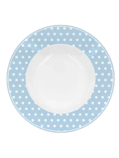 Porcelánový polévkový talíř s bílými puntíky modrý 22 cm 