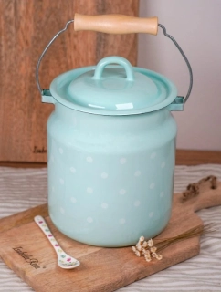 Smaltovaná dóza na mléko s puntíky modrá 3 300 ml 