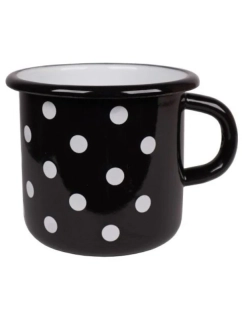 Smaltovaný hrnek s puntíky černý 400 ml 