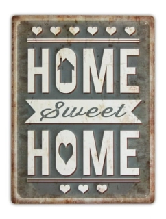Plechová nástěnná cedule „Home sweet home“ 30 × 40 cm