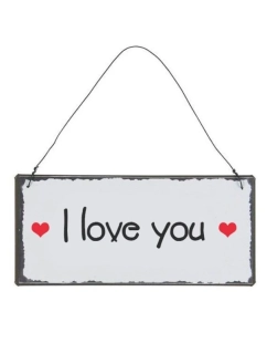 Plechová cedule k zavěšení „I love you“ 7 × 15 cm
