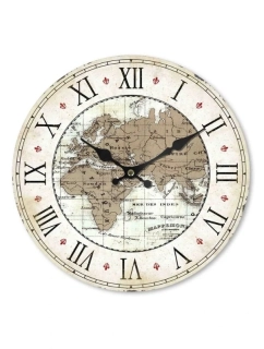 Dřevěné nástěnné hodiny Old Map 29 cm 