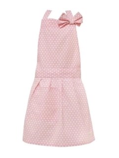 Dětská zástěra bavlněná s puntíky růžová 50 × 62 cm 