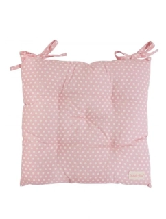 Podsedák na židli s výplní a puntíky růžový 40x40 cm