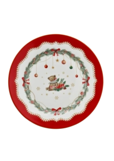 Porcelánový dezertní talíř s medvídkem Happy Holidays 19,5 cm