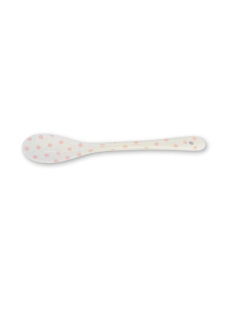 Porcelánová lžička bílá s růžovými puntíky 13,5 cm 